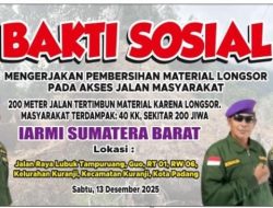 DPP IARMI Sumbar Laksanakan Goro Bersihkan 200 Meter Jalan Tertimbun Longsor di Lubuak Tampuruang Guo Kuranji