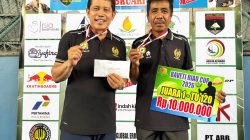 Syafrizal Bakhtiar/Suardi Rebut Juara KU-120 untuk Pelti Sumbar pada Laga Tenis Veteran di Pekanbaru